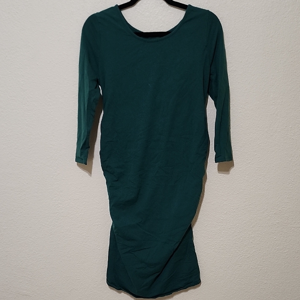 Ingrid & Isabel Green Ribbed Sheath Dress With 3/4 Sleeve